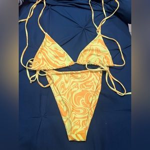 2 pc thong bottom swim suit with sarong